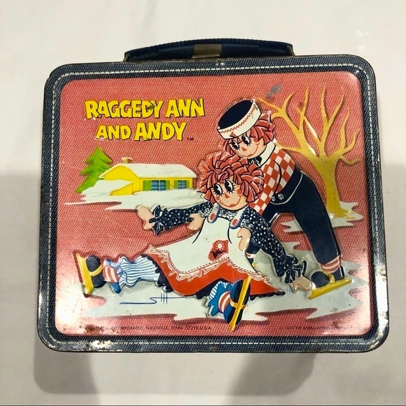 Raggedy Ann and Andy 1973 metal antique lunchbox and thermos - Picture 1 of 12